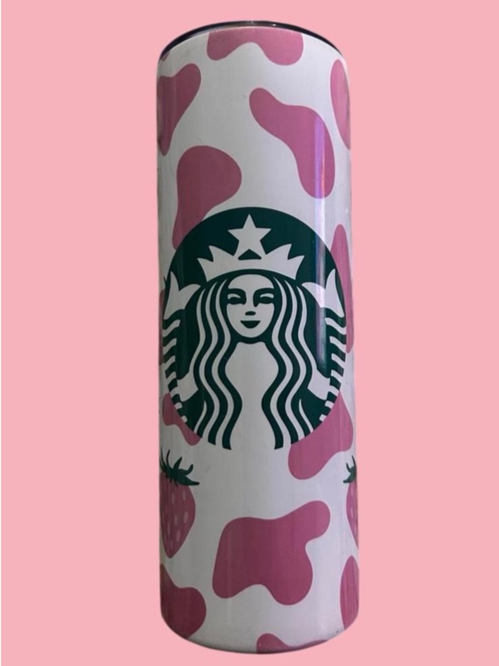 Starbucks Pink and White Strawberry Logo Tumbler